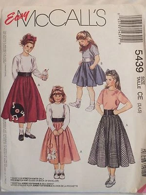 OOP McCALLS 5439 Girls T-Shirt Skirts Scarf Headband PATTERN 3-4-5/4-5-6 UC - Image 1 of 3