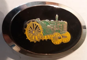 Gürtelschnalle oval John Deere Traktor schwarz & silber Spec Cast 3,75" - Bild 1 von 1