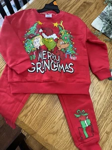 The Grinch Merry Grinchmas  sweatsuit sweatshirt sweatpants new size 4T - Picture 1 of 3