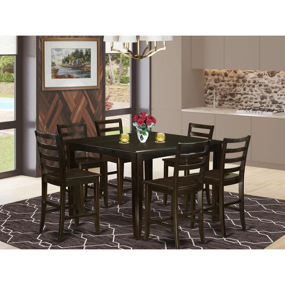 7  PC  counter  height  set-  Square  Table  plus  6  Kitchen  counter  Chairs - Image 1 of 4