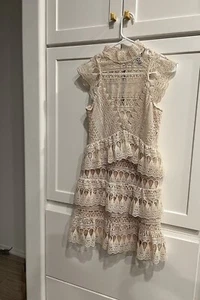 Aqua size M Ivory color crochet dress - Picture 1 of 7