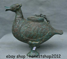 10" Ancient Chinese Bronze Ware Dynasty Palace Animal Duck Beast Drinking Vessel
