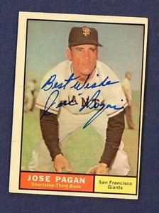 1961 Topps #279 José Pagan EX firmado Best Wishes Giants - Imagen 1 de 2