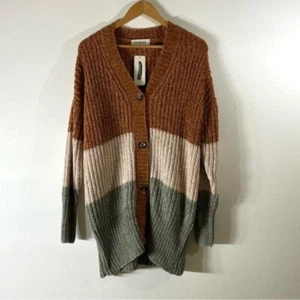 Nwt Impressions Y2K Color Block Knit Long Cardigan Women's Size S - Picture 1 of 8