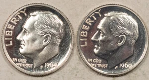 1960, 1964 PROOF ROOSEVELT DIMES, LOT OF 2 - GEM PROOFS! - Bild 1 von 2