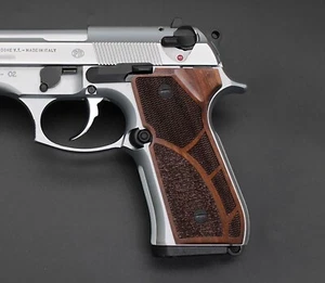 Beretta 92FS-96-M1 Pistol Grips Turkish Walnut Wood Checkered Full Size Grip Set - Picture 1 of 8