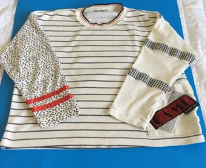 VTG 90’s, Camp Beverly Hills, Woman’s Crop Top, Cream W/BLK Stripes, Long, M - Picture 1 of 24