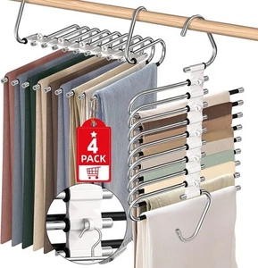 Upgrade 9 Layers Pants Hangers Space Saving, Non Slip Stainless Steel Multifu... - Picture 1 of 6
