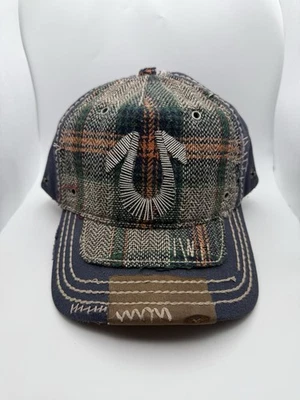 Vintage True Religion Hat Mens Strapback Plaid Distressed Horseshoe Thick Stitch - Image 1 of 4