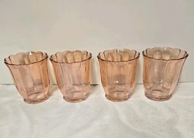 Juego de 4 vasos/vasos bajos de vidrio de 4" para mujer pionera melocotón/rosa brillo Foto 1 de 4