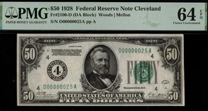 1928 $50 FRN D00000025A P.M.G #64EPQ - Picture 1 of 3