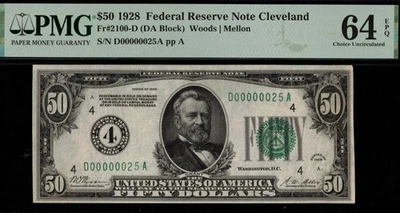1928 $50 FRN D00000025A P.M.G #64EPQ - Image 1 of 3