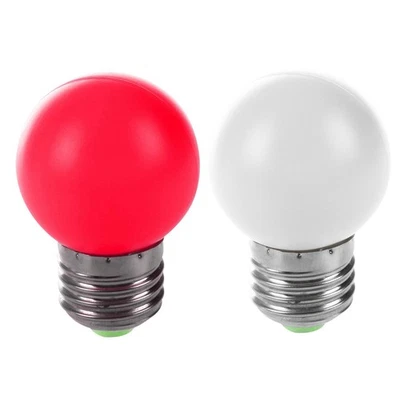 2pcs E27 LED Light White Bulb Plastic Bulb 0.5W  - White & Red U5N52042 - Image 1 of 4