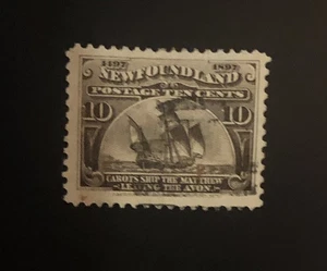 Stamps Canada Newfoundland Sc68  10c blk brn "Mathew" of 1897, see details - Picture 1 of 10