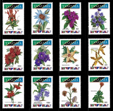 Tanzania 1993 - African Flowers - Set of 12v - Scott 1036-47 - MNH Cover