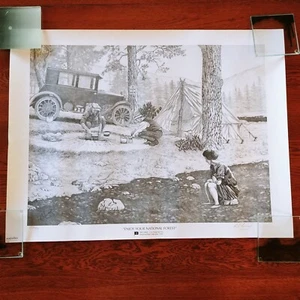 RG Finney Print Signed Camping National Forest 22/750 - Picture 1 of 9