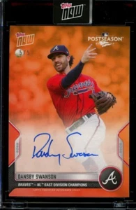 2022 Topps Now Postseason #PS-35E Dansby Swanson Orange Auto Autograph #d 5/5 - Picture 1 of 2