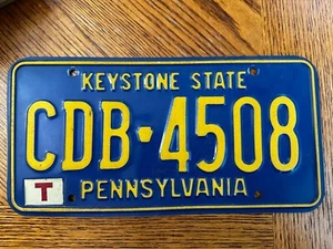 Placa de licencia Keystone State Pennsylvania CDB-4508 azul amarillo coche automático ~ década de 1990 - Imagen 1 de 2