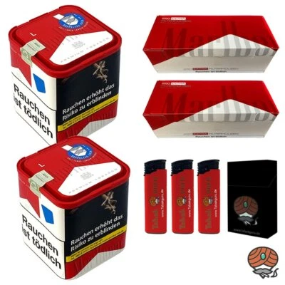 Marlboro Rot Tabak 2x 103g L Dose + 2x Marlboro Rot Extra Filterhülsen +Zubehör - Bild 1 von 4