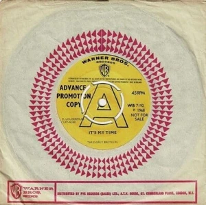 THE EVERLY BROTHERS It's My Time Vinyl Record 7 Inch Warner Bros. 1968 Promo Pop - Picture 1 of 6