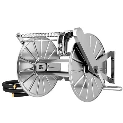 Marcytop Tools Heavy Duty Garden Water Hose Reel Wall Mounted--Stainless Steel - Image 1 of 4