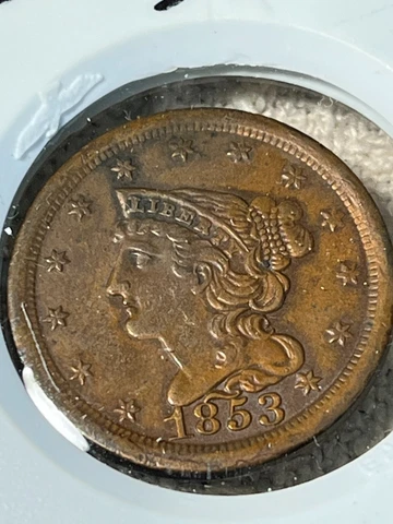 1853 BRAIDED HAIR HALF CENT EXCEPTIONAL CONDITION (ESTATE SALE FIND) Cover