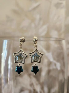 Gray Silver Plated Crystal Star Earrings - Picture 1 of 4