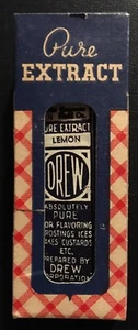 1920 Full Bottle of Drew Pure Lemon Extract in Original Red, White, Blue, Box - Picture 1 of 3