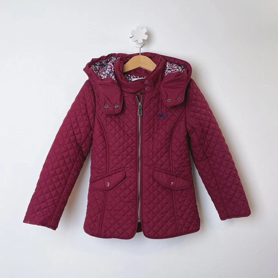 Girls Quilted Jacket Toddler Girls Winter Hooded Jacket Size XS 3T-4T Burgundy - Image 1 of 4