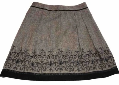 ANN TAYLOR LOFT TAMANHO 14 MARROM SAIA FORRADA ESPINHA DE PEIXE VELUDO TRM LANTEJOULAS SOTAQUE EXCELENTE ESTADO USADO - Imagem 1 de 4