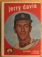 1959 Topps Jerry Davie Baseball Card #256 Tigers Pitcher Low-Grade Poor