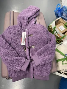 NWT CoffeeShop Girl Fleece Button Down Hoodie Jacket - Picture 1 of 3
