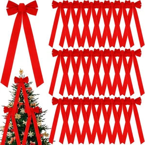 30 Pcs Large Christmas Red Velvet Bows Wreath Bow Red Christmas Decorations Hang - Picture 1 of 7