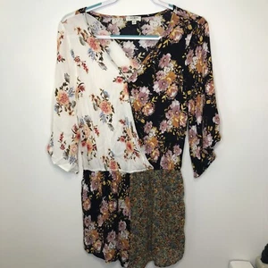 Umgee USA Romper Shorts Jumpsuit Floral Block Boho Festival Gypsy Womens Size M - Picture 1 of 10