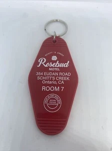 Schitt’s Creek Rosebud Motel Key Red Rose Keychain Plastic Keyring Rm 7 3.5” - Picture 1 of 3