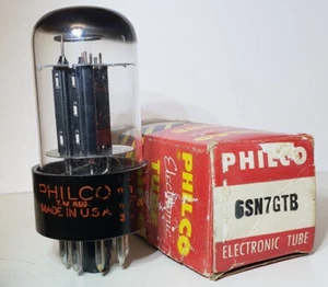 1 Very Nice Strong Philco by Sylvania 6SN7GTB, Black Plate, TV-7 Tested 96/113 - Picture 1 of 8
