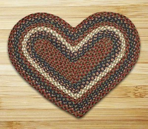 Alfombra de área trenzada en forma de corazón de yute. Alfombras de tierra. BORGOÑA, AZUL, VERDE. 20"" x 30"" - Imagen 1 de 1