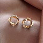 French Style Knot Design In Real 10K Yellow Gold & Real Moissanites Fine Earring