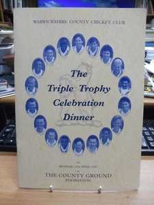 Warwickshire CCC Triple Trophy Celebration Dinner Menu 1995 Signed by 6 - Picture 1 of 7