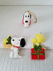 Lot 3 VINTAGE PEANUTS UFS SNOOPY & WOODSTOCK CHRISTMAS ORNAMENT '72 & '66 Japan  - Picture 1 of 10