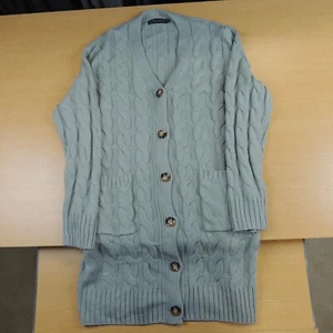 Fashion XL Cardigan Sweater Wood Style Buttons Cable Knit Pockets - Picture 1 of 6