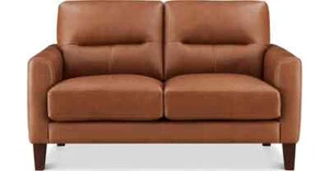 Hydeline Chloe Top Grain Leather Loveseat, Memory Foam and Springs Seating - Picture 1 of 19
