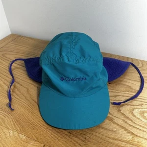 Vintage Columbia Bugaboo 5 Panel Hat Purple Teal XL USA w/ Fleece Liner Cap 90s - Picture 1 of 23