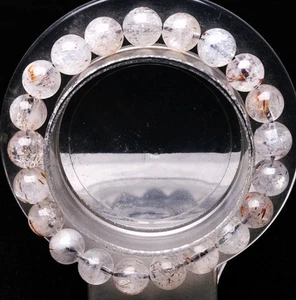9.5mm Natural Black Gold Super 7 Seven lepidocrocite Quartz Beads Bracelet AAA - Picture 1 of 6