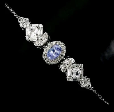 925Sterling Silber Armband, Edelsteine Echt Tansanit 585Karat...Weiß Vergoldung  - Bild 1 von 4
