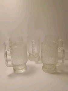 Vintage Ice Mugs Bark Textured Glass (Set of 5) - Picture 1 of 4