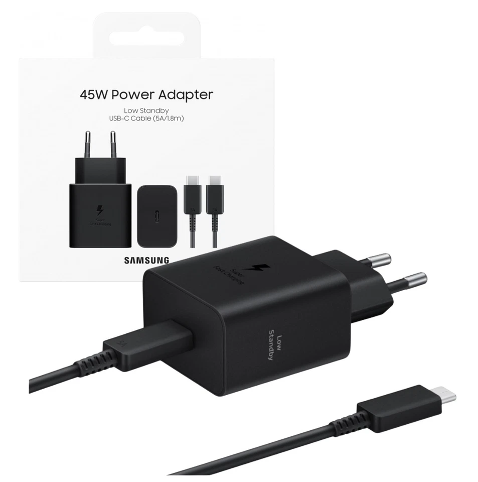 ORG Original Samsung Ladegerät + Kabel 45W, 4.05A, USB-C, schwarz - Bild 1 von 4