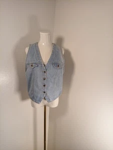 Roper Womens Light Blue 100% Cotton Denim Western Vest - Picture 1 of 4