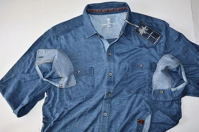 Tommy Bahama Shirt Indigo Harbor Solid Faded Blue  New LS Medium M - Image 1 of 4