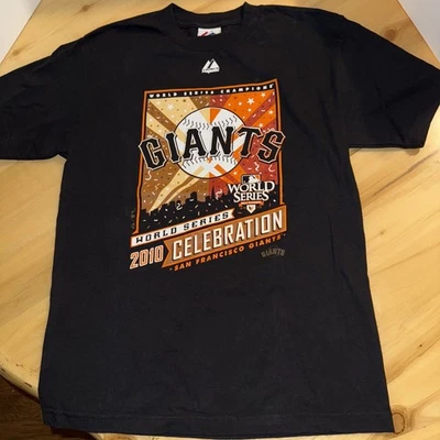 Camiseta para hombre de celebración de la Serie Mundial 2010 de los Gigantes de San Francisco talla mediana negra Foto 1 de 4